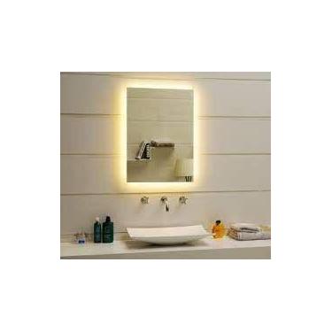 Imagem de Espelho lapidado bisotê iluminado com LED quente - 30x60cm - Woodglass