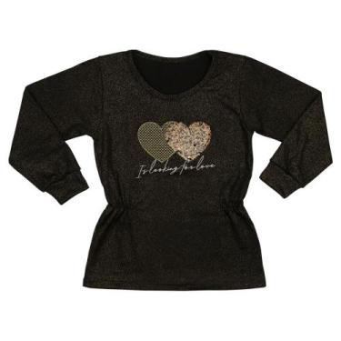 Imagem de Blusa Infantil Look Jeans Manga Longa Preto - PRETO - 03, Preto, 03