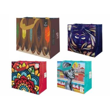 Imagem de Sacolas Ecobag de Ráfia 1 Grande e 3 Médias Sortido B4U