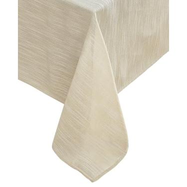 Imagem de Laura Ashley Toalha de mesa de tecido brilhante de luxo arabesco para jantar formal, feriado, casamento ou festa, 152 x 365 cm, dourada