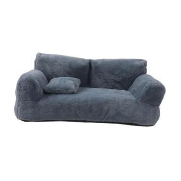 Imagem de Ｂｅｓｇａ Pet Sofa Pet Couch Lounger Cama de canil leve retangular confortável Pet reclinável cadeira com capa lavável para gatinhos cachorros, Cinza Escuro