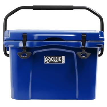 Imagem de Cubix Outdoors Viva 25Qt Portable Rotomolded Hard Cooler, Refrigerador Resistente com Capacidade para Até 30 Latas, Refrigerador Isolado, Retenção de Frio de 5 Dias, Porta-Copos Integrados para Viagen