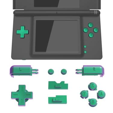 Imagem de eXtremeRate Conjunto completo de botões de substituição camaleão verde roxo para console portátil Nintendo DS Lite, D-pad personalizado A B X Y Start Select R L Power Volume Keys para Nintendo DS Lite
