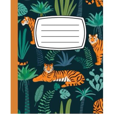 Imagem de Tiger Composition Notebook College Ruled: tiger pattern, | 7.5 x 9.25 inches, 120 pages |, Wide Lined Journal for Big Cat Lover, Cute Composition Notebook for School, Office & Home Use