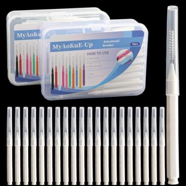 Imagem de myaokue-up 80 peças de escovas interdentais atualizadas, escova para limpeza, escova interdental, palito, fio dental, cabeça de fio dental, higiene bucal e limpadores de palitos