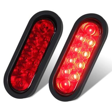 Imagem de NeaLia Luzes de reboque de LED ovais de 15 cm, kit de luz de reboque vermelha com ilhó de borracha, luz traseira à prova d'água de 12 V para caminhão utilitário, trator de mesa, trailer, barco,