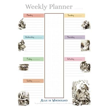 Imagem de Alice in Wonderland A4 Weekly Planner - Without Fixed Dates - 60 Sheets/120 Pages - Beautiful Desk Planner, Family Calendar, Gift for Friends - With ... French, Italian, German, Spanish, Portuguese