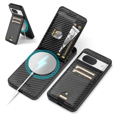 Imagem de SkyEagle Capa carteira compatível com Magsafe para Google Pixel 8A com suporte para cartão de suporte, bloqueio RFID, compartimentos para cartão de crédito, couro PU, homens e mulheres, capa de