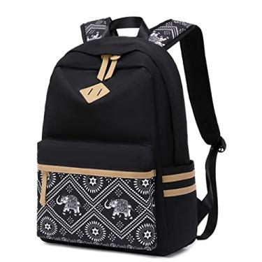 Imagem de Mochila feminina casual de lona leve da Swacort Mochila escolar bonita e moderna, Laptop, Deer-black, Medium