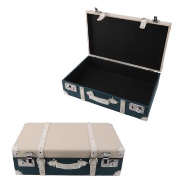 Imagem de Mala retrô Vintage Com Grande Capacidade, Alça Leve e, ótimo Presente para Amigos e Familiares, Caixa Decorativa de Mala Pequena Europeia de Couro PU Com (Cor da carne Verde