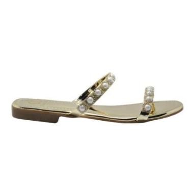 Imagem de Tamanco Dona Chica Rasteiro Perolas Duas Tiras Feminino-Feminino