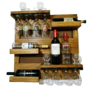 Imagem de Adega de Parede Barzinho Rustico de Madeira - Artesanatos FD25