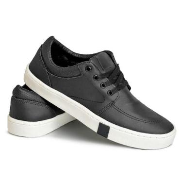 Imagem de Sapatenis Casual Masculino Couro Confortavel Costurado - Orks, Preto, 