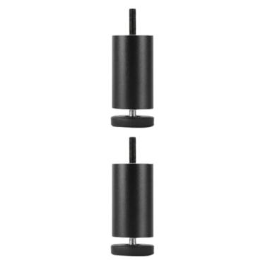 Imagem de ＫＬＫＣＭＳ 2x Móveis ajustáveis ​​pernas suportam as pernas redondo o pé de substituição do sofá para refrigerador de cama de ar condicionado, Preto, 18cm