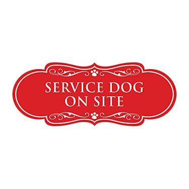 Imagem de Placa Designer Paws, Service Dog On Site (Vermelho) - Grande 1 pacote