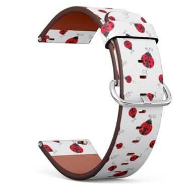 Imagem de Pulseira de relógio compatível com Ticwatch GTH 2 / Pro 3 / Pro 2020 / Pro S/GTX, pulseira de relógio de couro de substituição de 22 mm (Ladybug Simple)