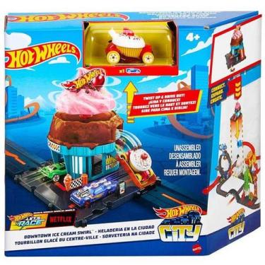 Imagem de Htn77 hot wheels city pista de brinquedo sorveteria - Mattel, Colorido