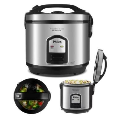 Imagem de Panela Elétrica de Arroz Philco 5 Xícaras PH5P Visor Glass Inox 127V -
