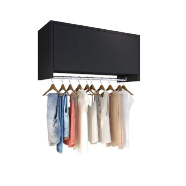 Imagem de Armário Aéreo Multiuso Delta Parede Suspenso Cabideiro Lavanderia (Preto)