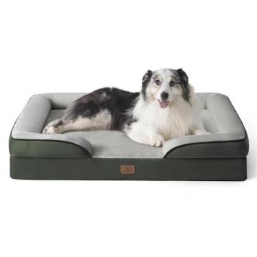 Imagem de Cama Ortopédica Bedsure XL para Cães Grandes - Verde Escuro