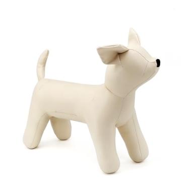 Imagem de pawstrip Pawstrip Dog Mannequin Pu Leather Pet Clothing Display Stand Costura Dog Standing Model Pet Store Manequim Para Exibição De Roupas (Branco, Pequeno)