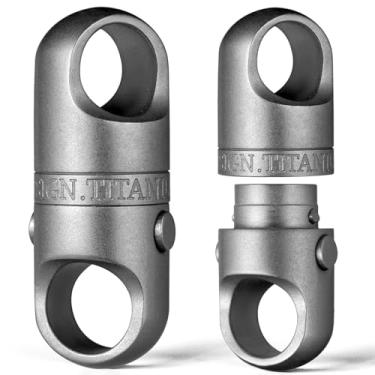 Imagem de FEGVE Chaveiro magnético de titânio, chaveiro de liberação rápida, porta-chaves magnético com chaveiro de aço inoxidável de 2 x 2,5 cm para chave de carro, sistema de trava segura - Rotação de 360°/2