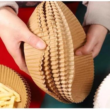 Imagem de Forma Descartável Antiaderente Redonda para Airfryer - Protetor e Forro para Fritadeira Sem Óleo (50)