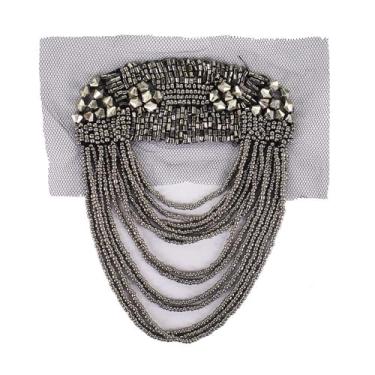 Imagem de Epaulet Kpop Miçangas Franjas Tassel Palco Palco Paletó Emblemas Ombro Epaulettes Craft Spikes Broche 2 peças