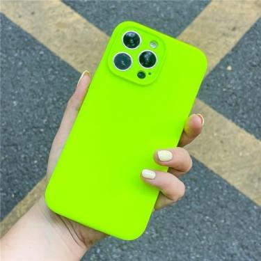 Imagem de Neon Liquid Silicone Para iPhone 11 12 13 14 15 16 Pro Max 7 8 Plus Xs Max X Case Fluorescence Cover,N Verde,Para iPhone 11 Pro