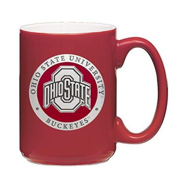 Imagem de Heritage Pewter Caneca de café Ohio State Buckeyes de 425 g | Caneca para café, bebidas | Embutido Alma Mater em estanho metálico intrincadamente trabalhado