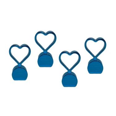 Imagem de idain 4 peças de alumínio em forma de coração capas de haste de pneu de roda ajuste universal carros, SUVs, bicicletas e bicicletas, caminhões, motocicletas (G-azul)