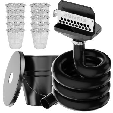 Imagem de Funil de drenagem de graxa traseiro atualizado para Blackstone, coletor de graxa para Blackstone, balde de graxa com capacidade de 1,8 L com tampa, pacote com 12 forros de gotejamento de alumínio