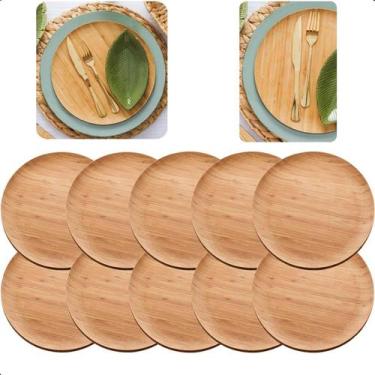 Imagem de Jogo 8 Pratos Rasos Bambu Verona Mesa Posta 27cm Luxo Lyor