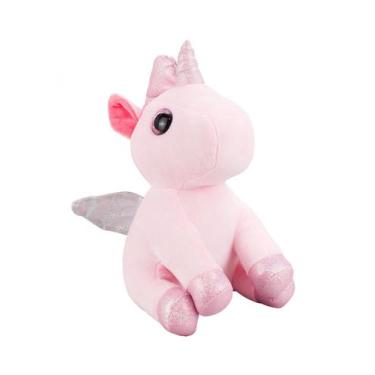 Imagem de Unicórnio Azul ou Rosa Sentado 25cm Pelúcia - Fofy Toys, Rosa