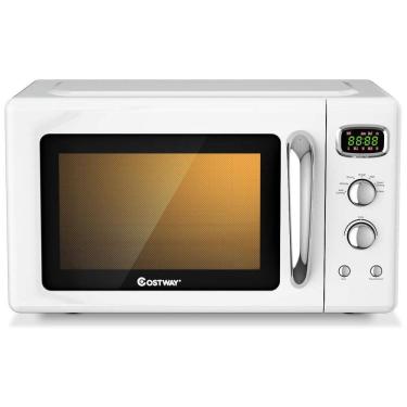 Imagem de Micro Ondas Retrô de Bancada com 5 Configurações 900W, 110v, COSTWAY, Branco