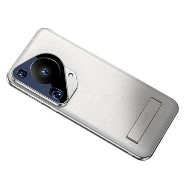 Imagem de Capa branca, 70 Pro, HAO RIYLN para Huawei Pura 70 Ultra/70 Pro, capa magnética de couro genuíno oculta com suporte ajustável, fina, capa de proteção para câmera de luxo