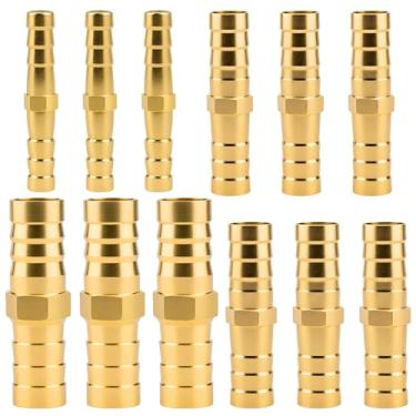 Imagem de 12 peças de encaixe de farpa de mangueira de latão, 6 mm/8 mm/10 mm/12 mm) reparador de emenda de metais para conexões de mangueiras, união de mangueira de farpas adaptador de ar e água para ar