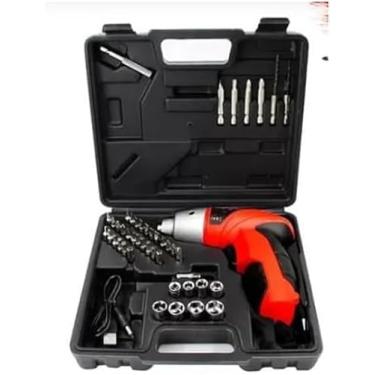 Imagem de Parafusadeira Chave De Fenda Eletrica Recarregavel Com 45 Peças Sem Fio Ferramentas. Fácil de transportar. Com Indicador de Bateria Led. Ajua Conhecer a Capacidade Restante da Bateria