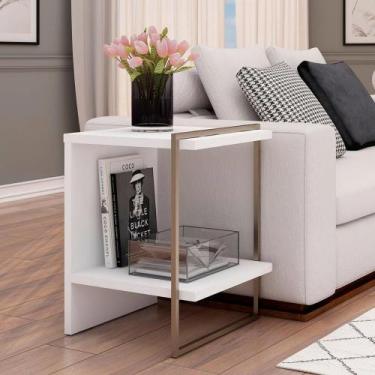 Imagem de Mesa Lateral 45cm para Sala de Estar c/ 1 Prateleira 100%MDF - GenialF