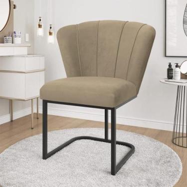 Imagem de Cadeira Poltrona Flor Pés Metal Reforçado Preto Quarto Menina - Balaqu