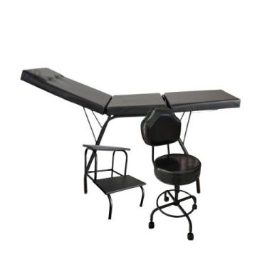 Imagem de kit maca estética tatuagem + escada 2 degraus + mocho - HENVIFER