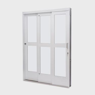 Imagem de Porta de Aço de Correr 215x152cm 3 Folhas com Vidro Liso Qualitysol Ramassol
