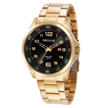 Imagem de Relógio Masculino Seculus Analógico Dourado 44011Gpsvda3