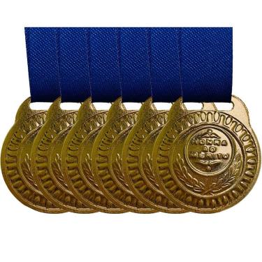 Imagem de Kit 6 Medalhas Ouro Prata Bronze Honra Mérito Bonitas 35mm ouro