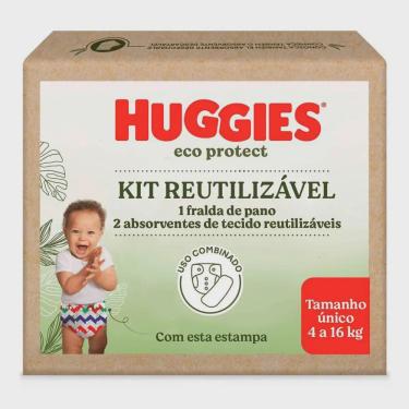 Imagem de Kit reutilizável 1 fralda + 2 absorventes huggies eco protect listrado