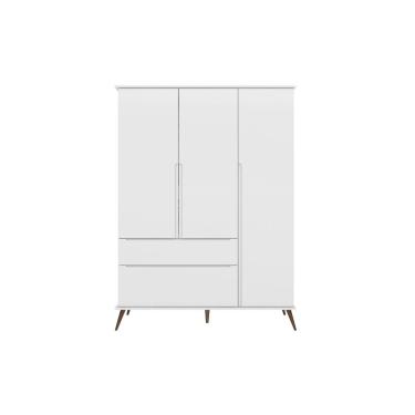 Imagem de Guarda Roupa Infantil Bebê Retrô Melinda 2 Gavetas 3 Portas Branco - Phoenix Baby