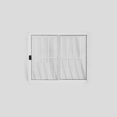 Imagem de Janela de Alumínio de Correr 100x120cm 2 Folhas com Grade Plus Lux Esquadrias