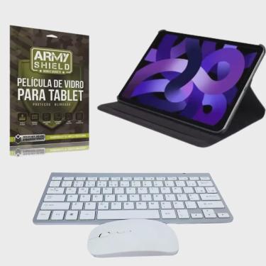Imagem de Kit Capa Giratória Para Galaxy Tab A9 8.7 + Teclado e Mouse Bluetooth + Pelicula de Vidro 3D - ArmyShield