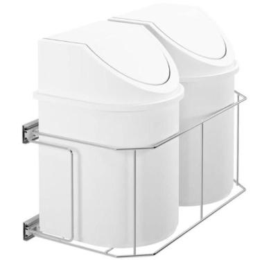 Imagem de Lixeira Aramada Dupla 12L Deslizante Elevatta com Baldes e Corrediças 