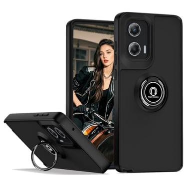 Imagem de Ysnzaq Capa simples para Motorola Moto G35, borracha macia TPU, capa protetora à prova de choque para celular com suporte para Moto G35 QY preta